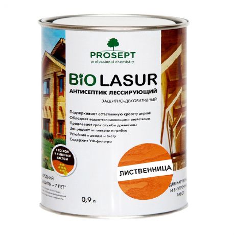 Антисептик лесирующий PROSEPT BioLasur. Лиственница. Готовый состав. 0,9л