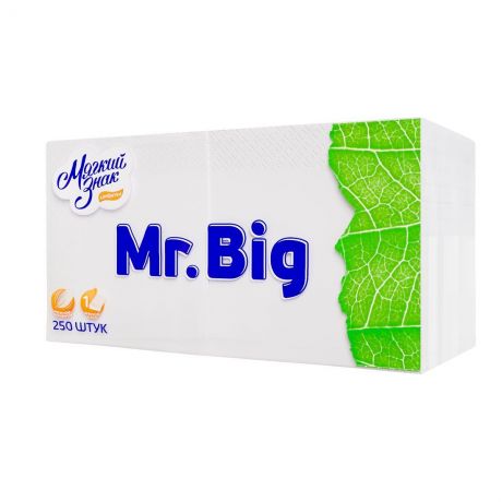 Салфетки бумажные МЯГКИЙ ЗНАК Mr.Big, белые, 1сл 250шт