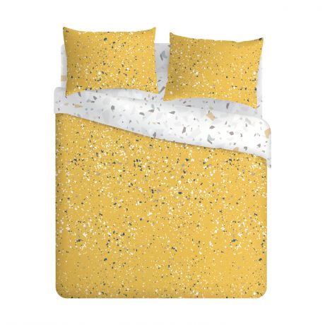 Комплект постельного белья СТМ Simplify Евро Yellow terrazzo, р-р: под.200х214см, прост.200х214см, нав.50х70 2шт, поплин,100%хл,110гр/м2