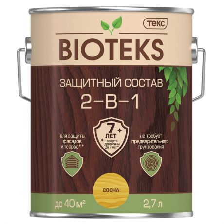 Состав защитный лессирующий 2-в-1 BIOTEKS 2,7л сосна