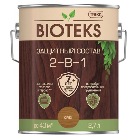 Состав защитный лессирующий 2-в-1 BIOTEKS 2,7л орех