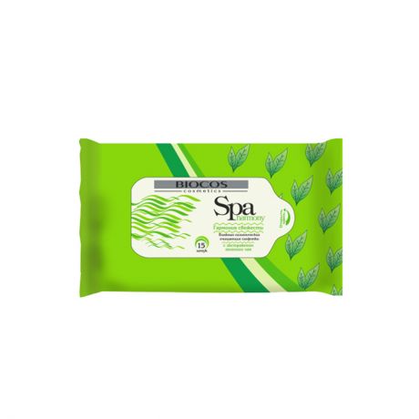 Салфетки влажные BIOCOS SPA Harmony, зеленый чай, 15шт