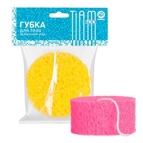 Губка для тела TIAMO Spa Люкс, круг с петлей, поролон,