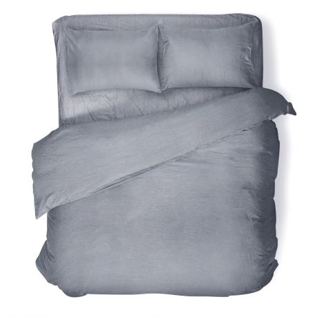 Комплект постельного белья Absolut 2-сп Silver,р-р: прост. 220х240см, под.180х215см, нав. 50х70см 2шт, меланж, 100%хлопок, 120гр/м2