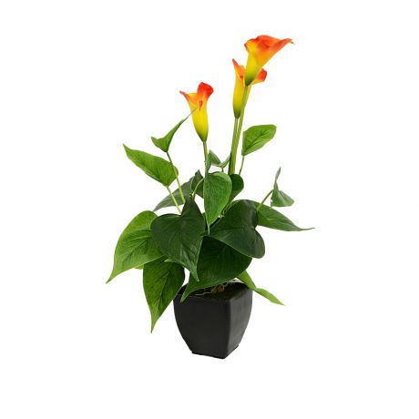 Растение искусственное GREEN BELT Каллы, h42см, оранжевый, пластиковый горшок