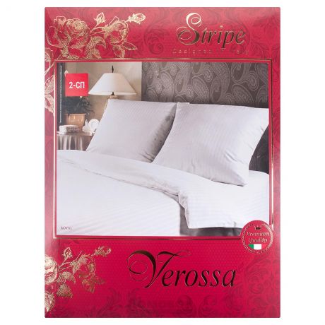 Комплект постельного белья VEROSSA Роял 2-спальный, наволочка 70х70см 2шт, страйп сатин