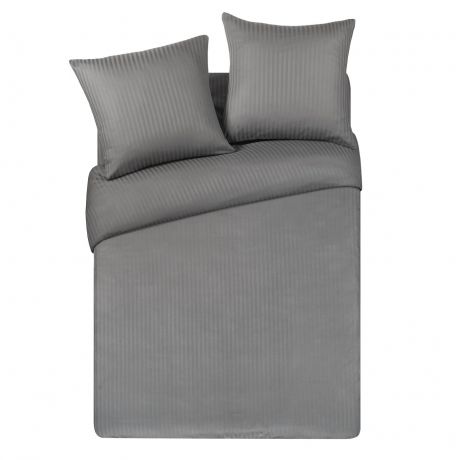 Комплект постельного белья Stripe 1, 5-спальный, наволочка 50х70см 2шт, серый, сатин-страйп