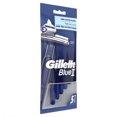 Станок д/бритья GILLETTE Blue II, одноразовый, с увлажняющей полоской, 5шт