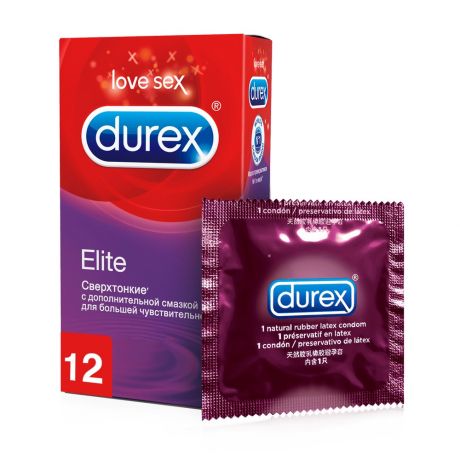 Презервативы DUREX Elite сверхтонкие с дополнительной смазкой 12шт