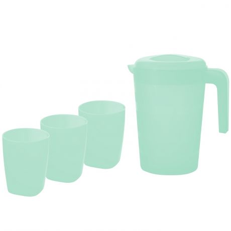 Набор кувшин для воды Фазенда 2л и 3 стакана, пластик, цвет в ассорт.