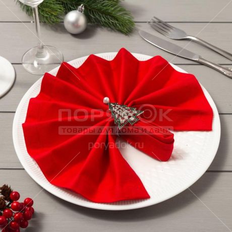 Набор столового текстиля, 2 предмета, Этель Рождественская ель красный (салфетки 40х40 см) 5193833
