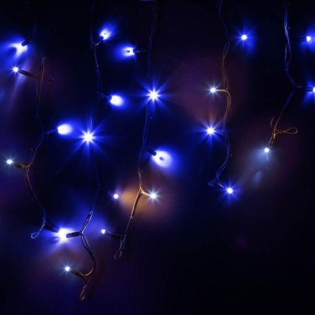 Гирлянда светодиодная Neon-Night Айсикл (бахрома) 128 LED свечение синее 4х0,6 м уличная (255-233)