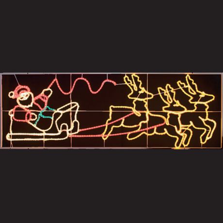 Украшение светодиодное фигура Neon-Night Олени везут Санта Клауса на санях свечение мультиколор 88 см уличное (501-311)