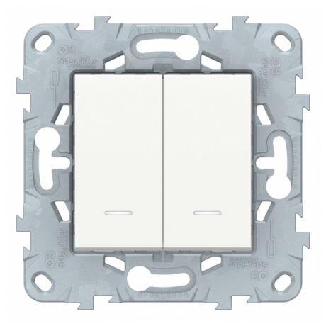 Выключатель Schneider Electric Unica NEW NU521118N двухклавишный скрытая установка белый с подсветкой