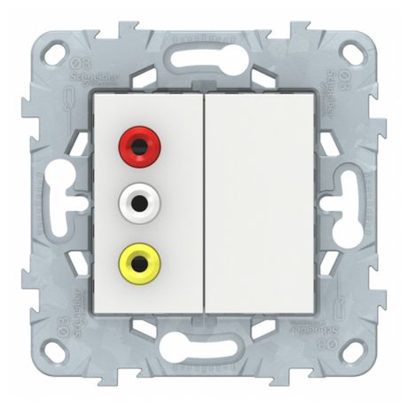 Розетка аудио Schneider Electric Unica NEW NU543118 скрытая установка белая 3 выхода RCA