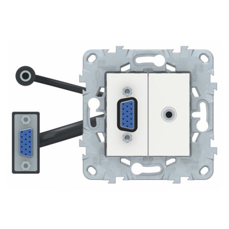 Розетка HDMI Schneider Electric Unica NEW NU593218 скрытая установка белая модули HD15 и mini Jack