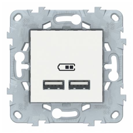 Розетка USB Schneider Electric Unica NEW NU541818 скрытая установка белая два модуля USB