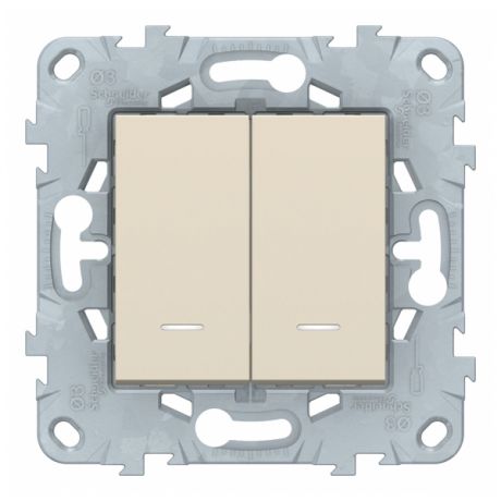 Выключатель Schneider Electric Unica NEW NU521144N одноклавишный скрытая установка бежевый с подсветкой