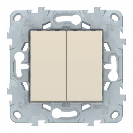 Выключатель Schneider Electric Unica NEW NU521144 двухклавишный скрытая установка бежевый