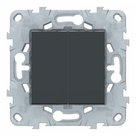 Переключатель Schneider Electric Unica NEW NU521554 двухклавишный перекрестный скрытая установка антрацит