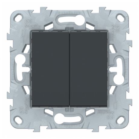 Переключатель Schneider Electric Unica NEW NU521354 двухклавишный на 2 направления скрытая установка антрацит