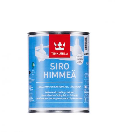 Краска водно-дисперсионная для потолка Tikkurila Siro Himmea (Сиро Мат) белая 0,9 л