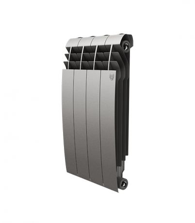 Радиатор биметаллический Royal Thermo BiLiner Silver Satin 500 мм 4 секции 1" боковое подключение серый