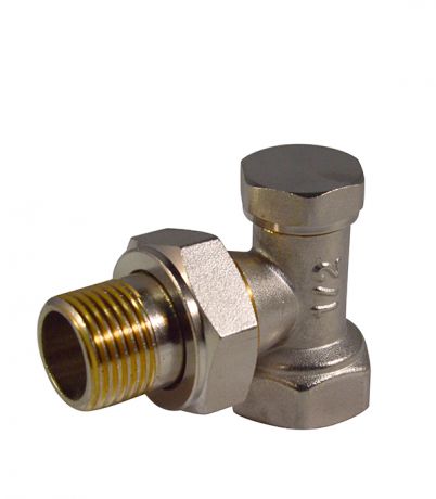 Клапан (вентиль) запорный угловой 1/2 НР(ш) х 1/2 ВР(г) для радиатора