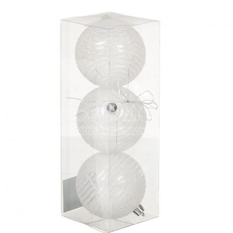 Елочный шар белый SYQD-012076, 3 шт, 8 см
