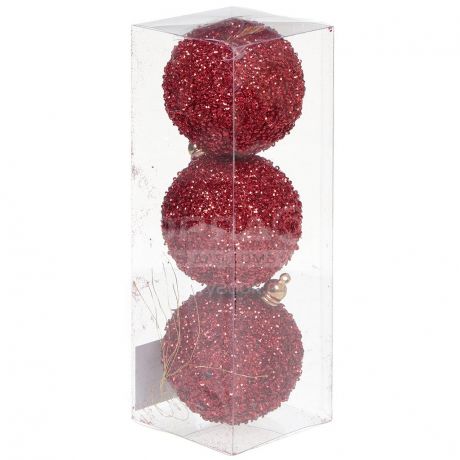 Елочный шар красный SYQD-012255, 3 шт, 8 см