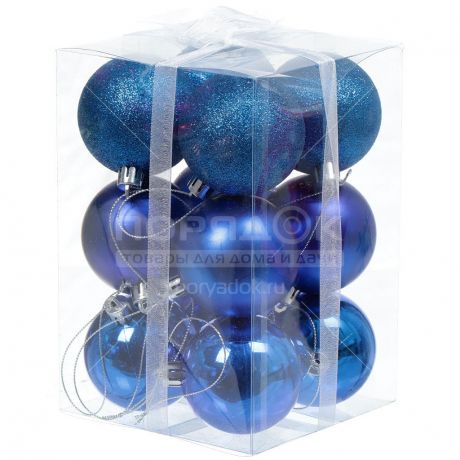 Елочный шар SY18CBB-240 синий, 12 шт, 6 см