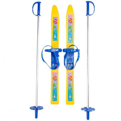 Лыжи детские Олимпик-спорт Мишки с палками, 66 см