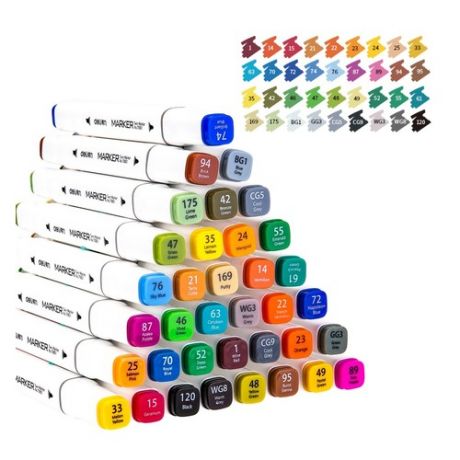 Набор перманентных маркеров DELI 70801-36, 36 цвет., двойной пишущий наконечник