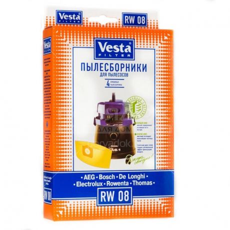 Мешок для пылесоса бумажный Vesta RW 08, 4 шт