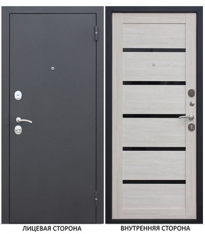 Дверь входная Garda правая черный муар - лиственница мокко со стеклом 860х2050 мм