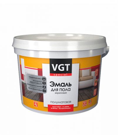 Эмаль VGT для пола серая полуматовая 2,5 кг