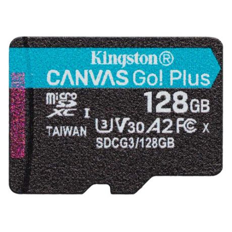 Карта памяти microSDXC UHS-I U3 KINGSTON Canvas Go! Plus 128 ГБ, 170 МБ/с, Class 10, SDCG3/128GBSP, 1 шт.