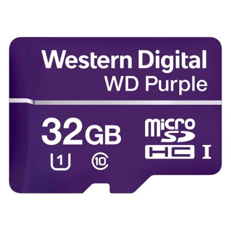 Карта памяти microSDHC UHS-I U1 WD Purple 32 ГБ, Class 10, WDD032G1P0C, 1 шт.