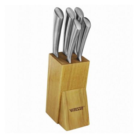 Набор ножей кухон. Vitesse VS-2742 компл.:5шт с подставкой серебристый карт.коробка