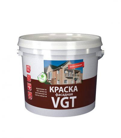 Краска водно-дисперсионная фасадная VGT Белоснежная 25 кг