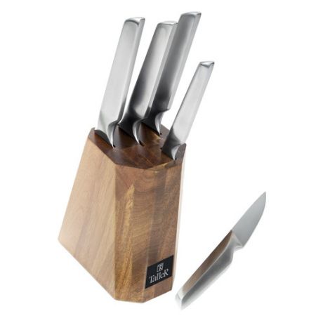 Набор ножей кухон. Taller Стивентон (TR-2012) компл.:5шт с подставкой дерево/серый карт.коробка