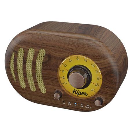 Портативная колонка HIPER Retro S, 5Вт, коричневый / желтый [retro s wooden]