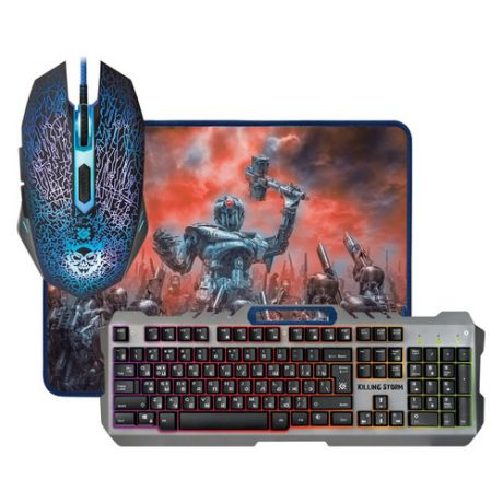 Комплект (клавиатура+мышь) DEFENDER Killing Storm MKP-013L, USB 2.0, проводной, серый [52013]