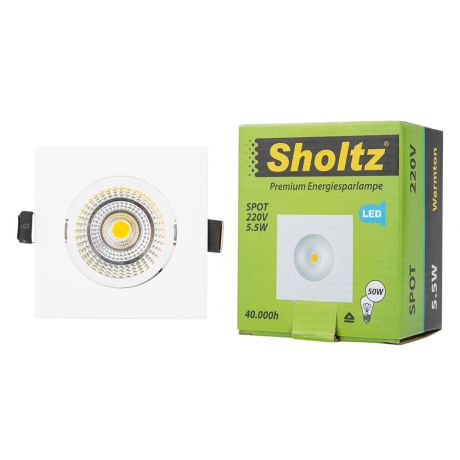 Светильник светодиодный встраиваемый Sholtz 88х88 мм поворотный 5 Вт 220-240 В 3000 К теплый свет квадратный IP20 белый