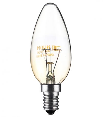 Лампа накаливания Philips 60 Вт E14 свеча С37 220 В прозрачная