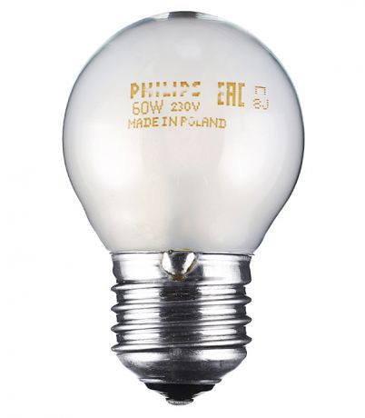 Лампа накаливания Philips 60 Вт E27 шар G45 220 В матовая
