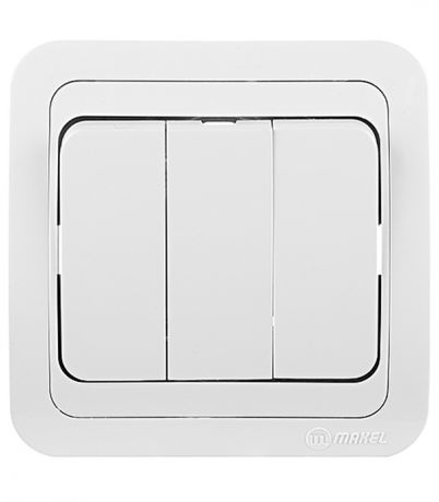 Выключатель с рамкой Makel Mimoza 12091 трехклавишный скрытая установка белый