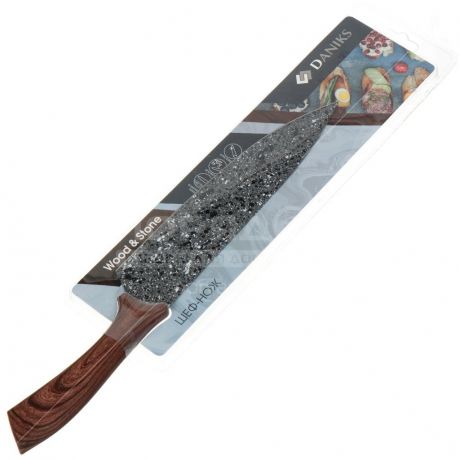 Нож кухонный стальной Daniks Wood&Stone YW-A233-CH поварской, 19 см