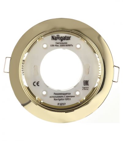 Светильник встраиваемый Navigator GX53 d106 мм 220 В круглый IP20 золото