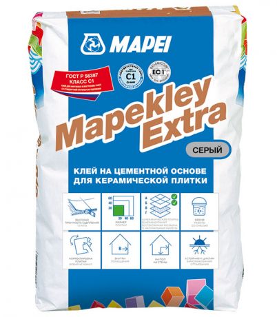 Клей для плитки и мозаики Mapei Mapekley Extra серый (класс С1) 25 кг